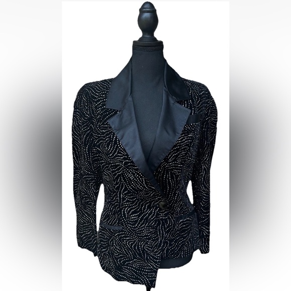 liancarlo for Joe Brand Jackets & Blazers - Vintage LIANCARLO for Joe Brand Jacket Size 4‎ Black Velvet Rhinestone Accents